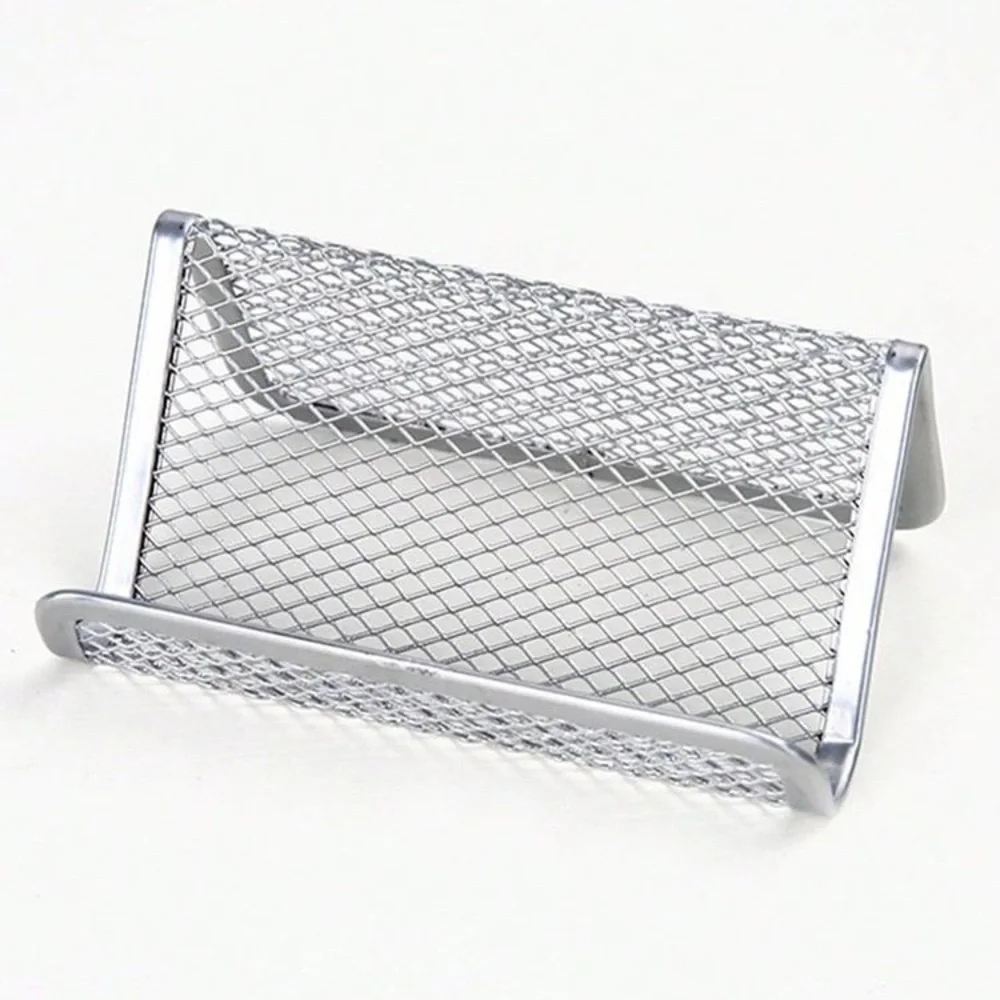 Silver Steel Mesh Business Card Holder